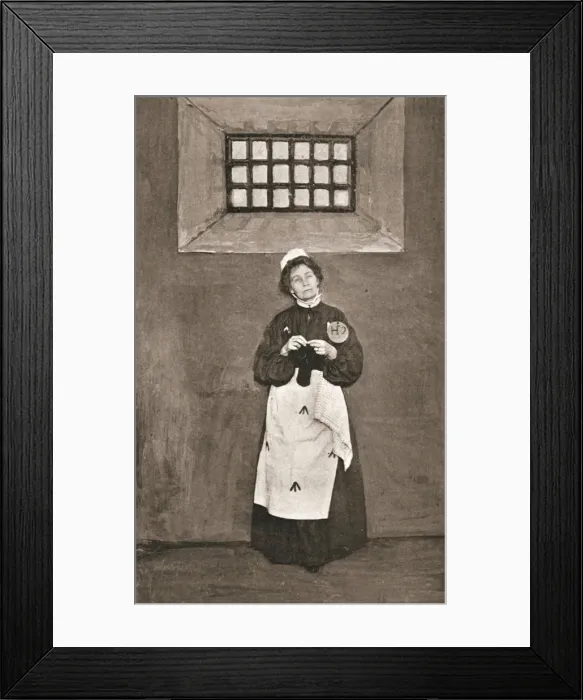 Framed Print : Emmeline Pankhurst, British suffragette, in a cell in Holloway Prison, London, 1908 Framed Print : Emmeline Pankhurst, British suffragette, in a cell in Holloway Prison, London, 1908