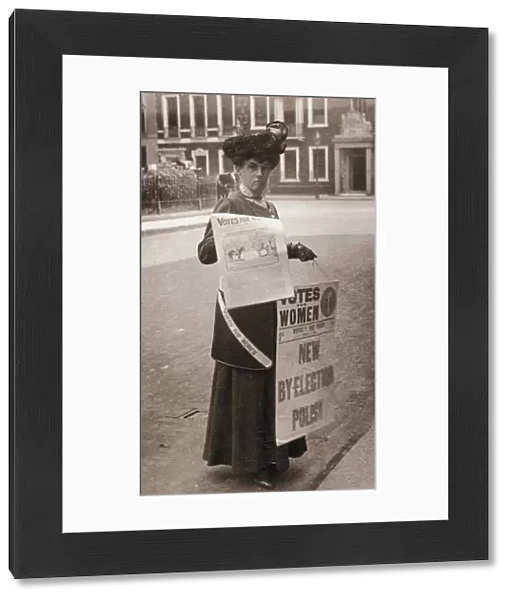 Miss Kelly, a suffragette, selling Votes for Women, July 1911