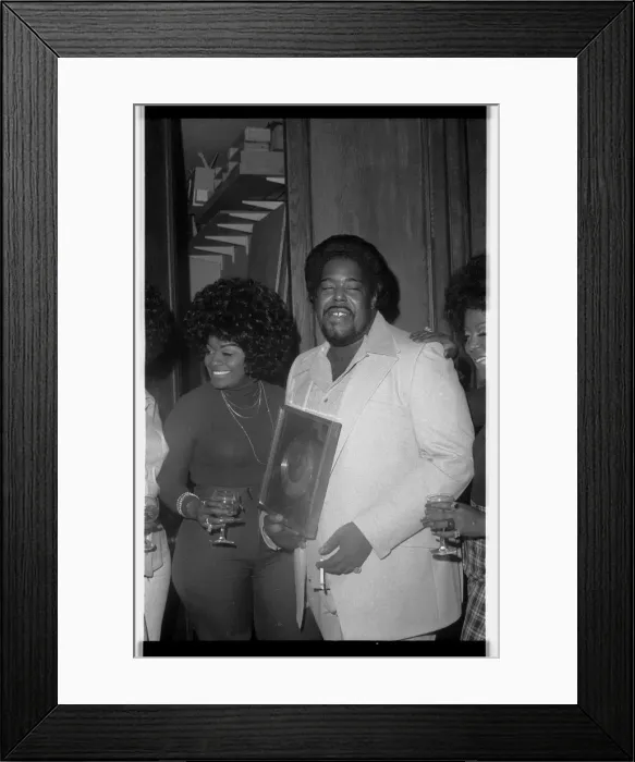Framed Print : Barry White, London, 1974. Artist: Brian O Connor Framed Print : Barry White, London, 1974. Artist: Brian O Connor