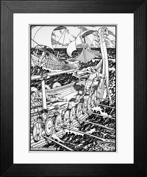 Framed Print : The Coming of the Northmen, 1913. Artist: Morris Meredith Williams Framed Print : The Coming of the Northmen, 1913. Artist: Morris Meredith Williams
