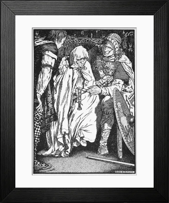 Framed Print : Olaf took the old woman in his arms, 10th or 11th century (1913)