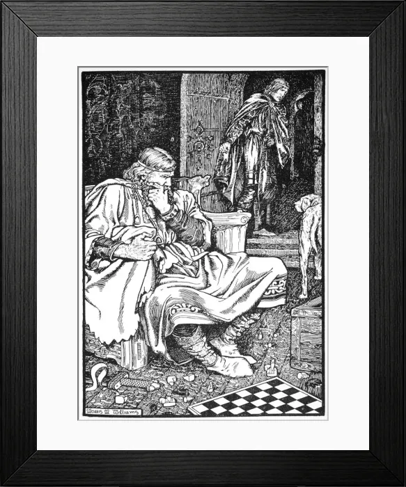 Framed Print : King Canute and Earl Ulf quarrel over chess, Roskilde, Denmanrk, 1026 (1913). Artist Framed Print : King Canute and Earl Ulf quarrel over chess, Roskilde, Denmanrk, 1026 (1913). Artist
