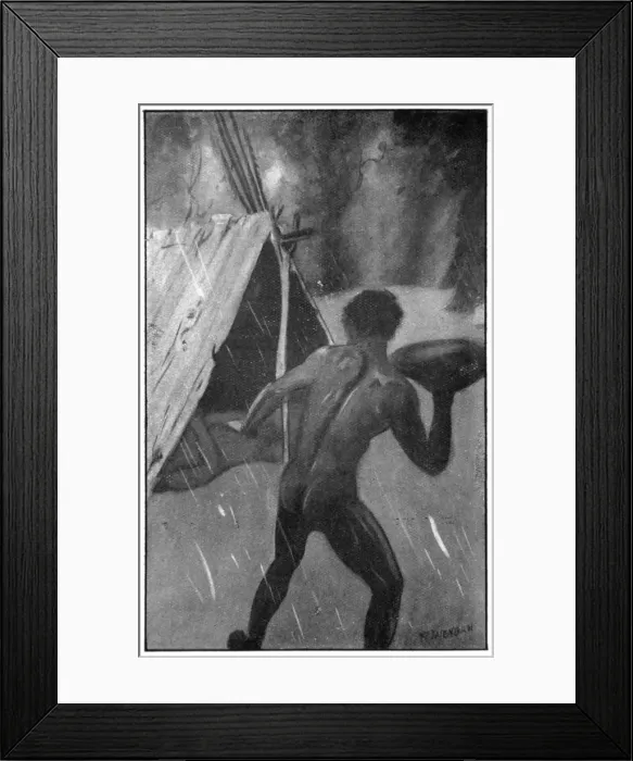 Framed Print : Mirram crept silently to the gunyah, 1923. Artist: Raymond Wenban Framed Print : Mirram crept silently to the gunyah, 1923. Artist: Raymond Wenban