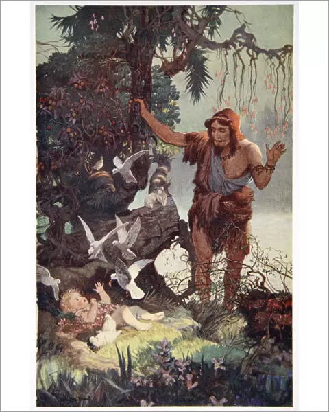 The Shepherd finds the babe Semiramus, 1915. Artist: Ernest Wellcousins