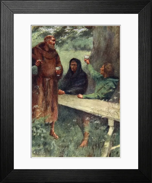 Framed Print : Robin Hood and the Black Monk, 1910. Artist: William Sewell Framed Print : Robin Hood and the Black Monk, 1910. Artist: William Sewell