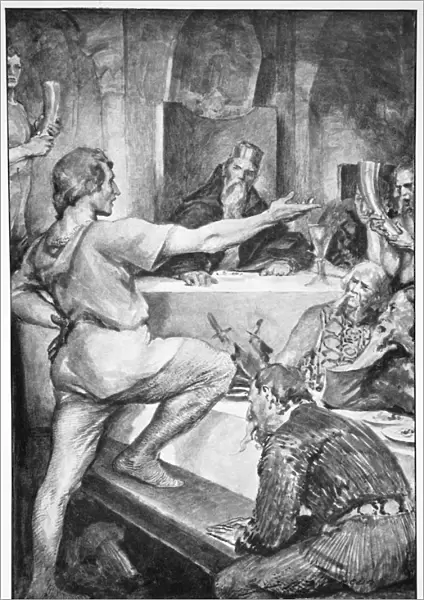 Beowulf replies haughtily to Hunferth, 1910. Artist: John Henry Frederick Bacon