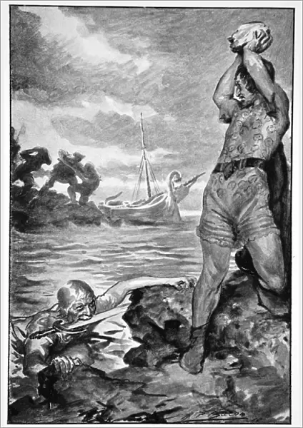 Thorbion lifted the huge stone, 1910. Artist: John Henry Frederick Bacon