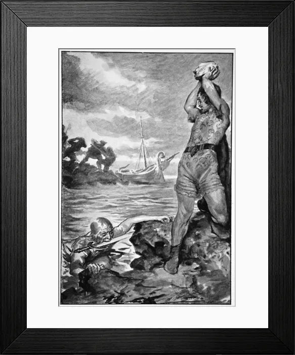 Framed Print : Thorbion lifted the huge stone, 1910. Artist: John Henry Frederick Bacon Framed Print : Thorbion lifted the huge stone, 1910. Artist: John Henry Frederick Bacon