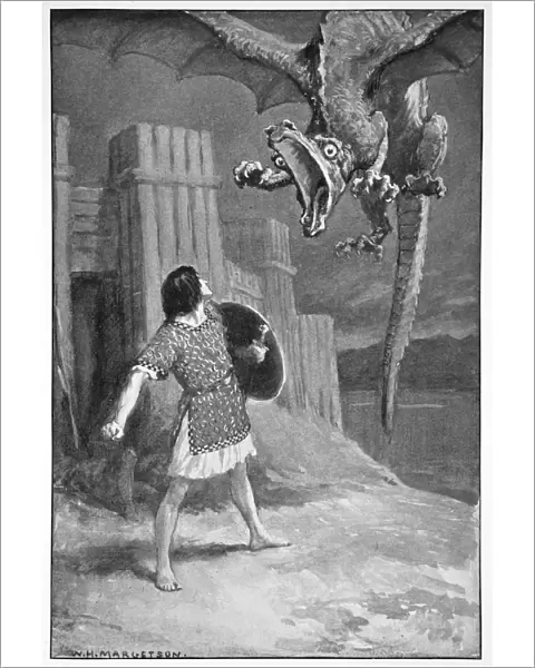 The dragon sank towards him, opening its terrible jaws, 1910
