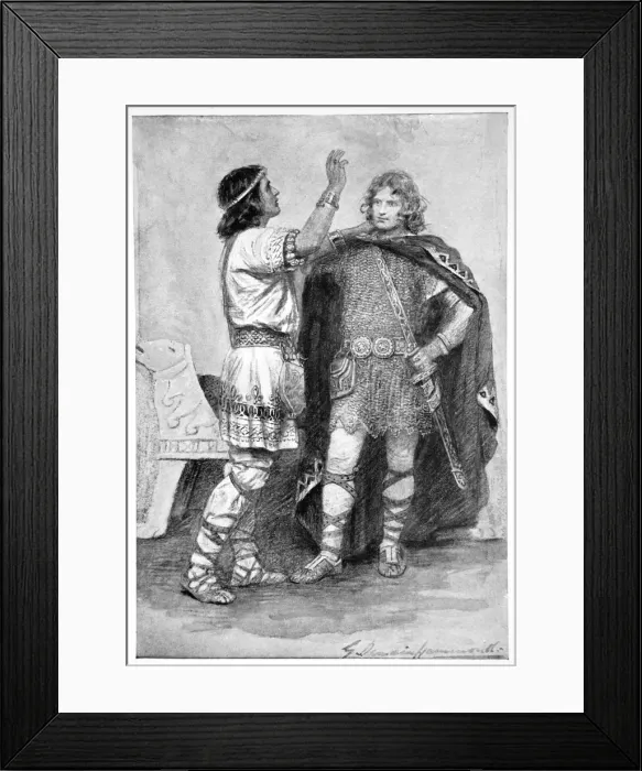Framed Print : Hereward and Sigtryg, 1910. Artist: Gertrude E Demain Hammond Framed Print : Hereward and Sigtryg, 1910. Artist: Gertrude E Demain Hammond
