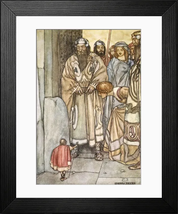 Framed Print : They all trooped out, lords and ladies, to view the wee man, c1910 Framed Print : They all trooped out, lords and ladies, to view the wee man, c1910