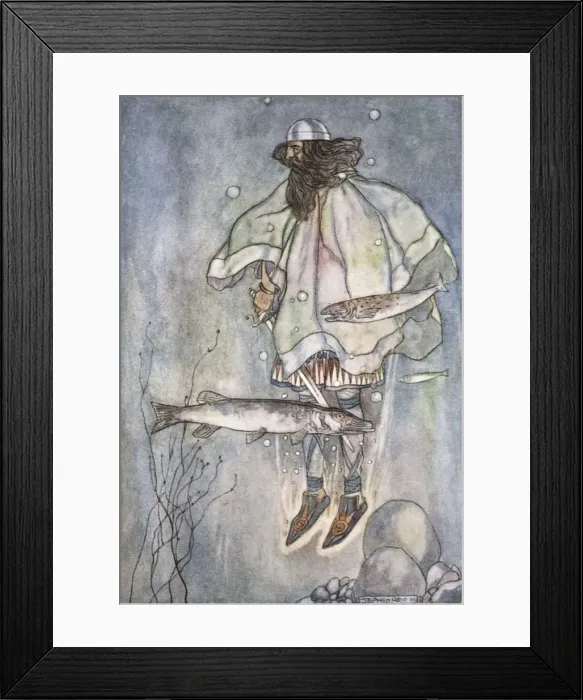Framed Print : Fergus goes down into the lake, c1910. Artist: Stephen Reid Framed Print : Fergus goes down into the lake, c1910. Artist: Stephen Reid