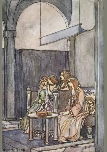 There sat the three maidens with the Queen, c1910. Artist: Stephen Reid