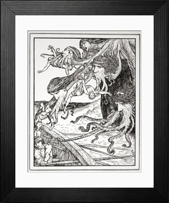 Framed Print : The Adventure with Scylla, 1926. Artist: Henry Justice Ford Framed Print : The Adventure with Scylla, 1926. Artist: Henry Justice Ford