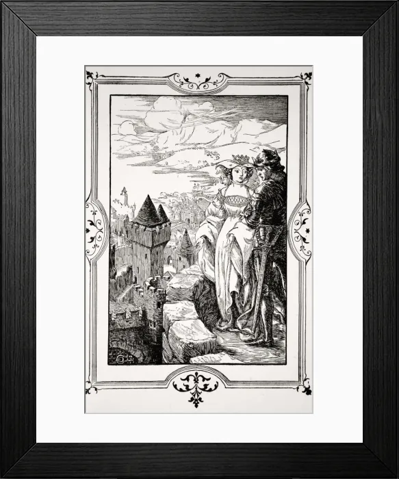 Framed Print : Annoure brought the King out upon the battlements, 1905. Artist: Dora Curtis Framed Print : Annoure brought the King out upon the battlements, 1905. Artist: Dora Curtis