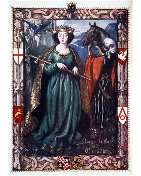 Morgan le Fay with Excalibur, 1905. Artist: Dora Curtis