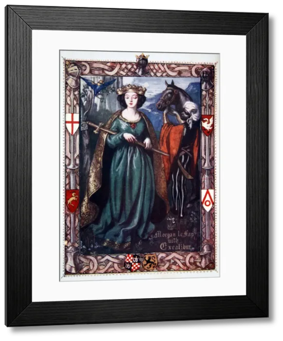 Framed Print : Morgan le Fay with Excalibur, 1905. Artist: Dora Curtis Framed Print : Morgan le Fay with Excalibur, 1905. Artist: Dora Curtis