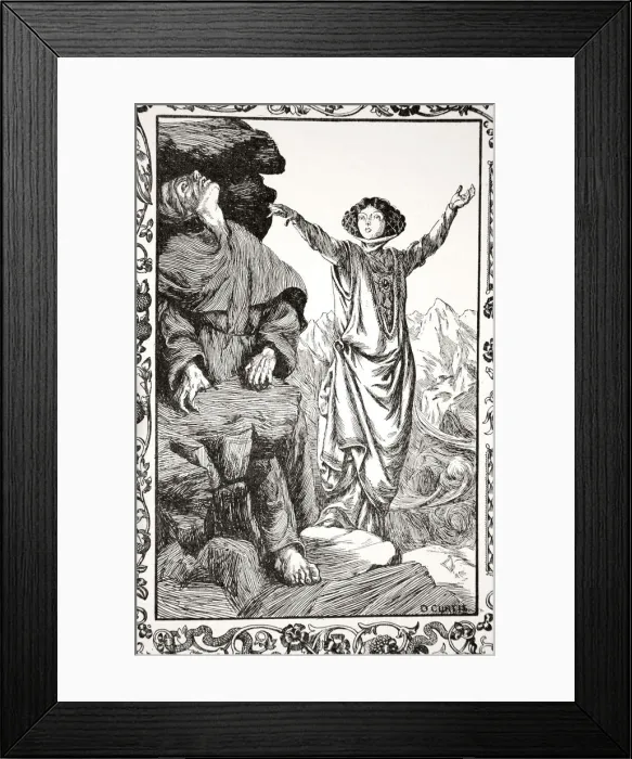 Framed Print : She caused the rock to shut down, 1905. Artist: Dora Curtis Framed Print : She caused the rock to shut down, 1905. Artist: Dora Curtis