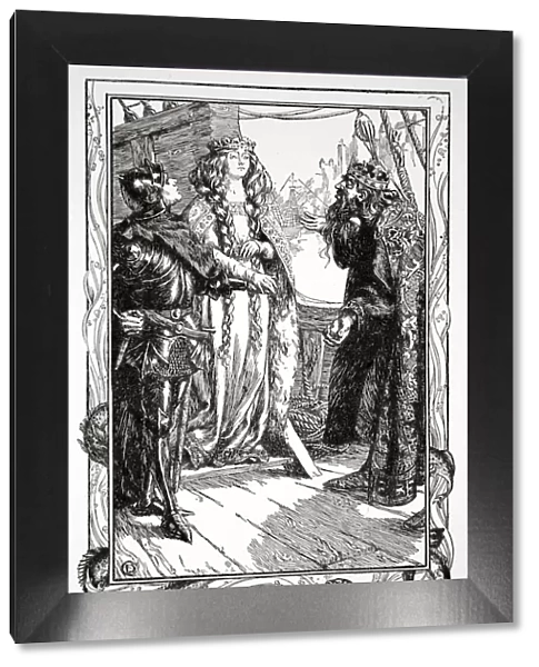 King Anguish gives Isolt to Sir Tristram, 1905. Artist: Dora Curtis