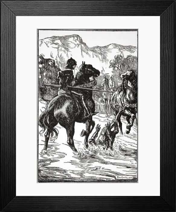 Framed Print : Struck him such a blow, 1905. Artist: Dora Curtis Framed Print : Struck him such a blow, 1905. Artist: Dora Curtis