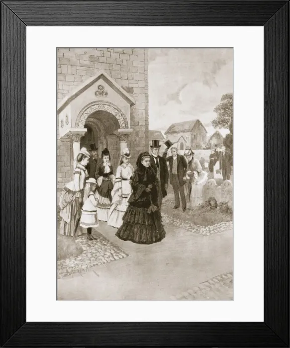 Framed Print : Her Majesty at Whippingham Church, 1901. Artist: A Forestier Framed Print : Her Majesty at Whippingham Church, 1901. Artist: A Forestier