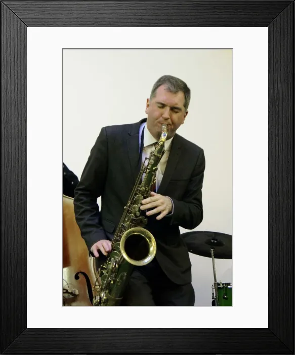 Framed Print : Simon Spillett, NJA fundraising gig, Loughton, Essex, February 11, 2017 Artist: Brian O Connor Framed Print : Simon Spillett, NJA fundraising gig, Loughton, Essex, February 11, 2017 Artist: Brian O Connor