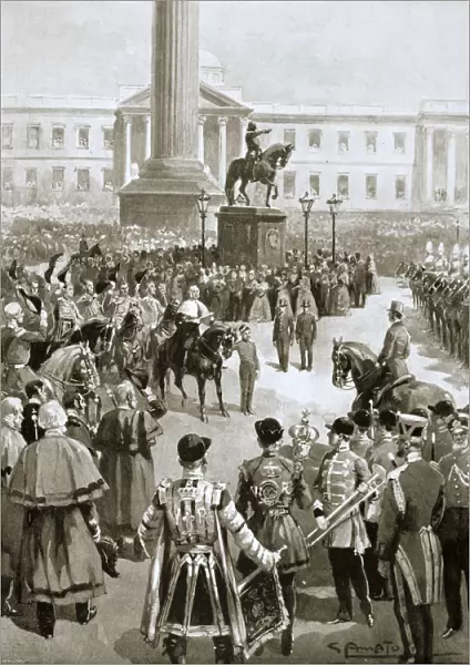 The proclamation of peace at Charing Cross, London, April 1856 (1901). Artist: G Amato