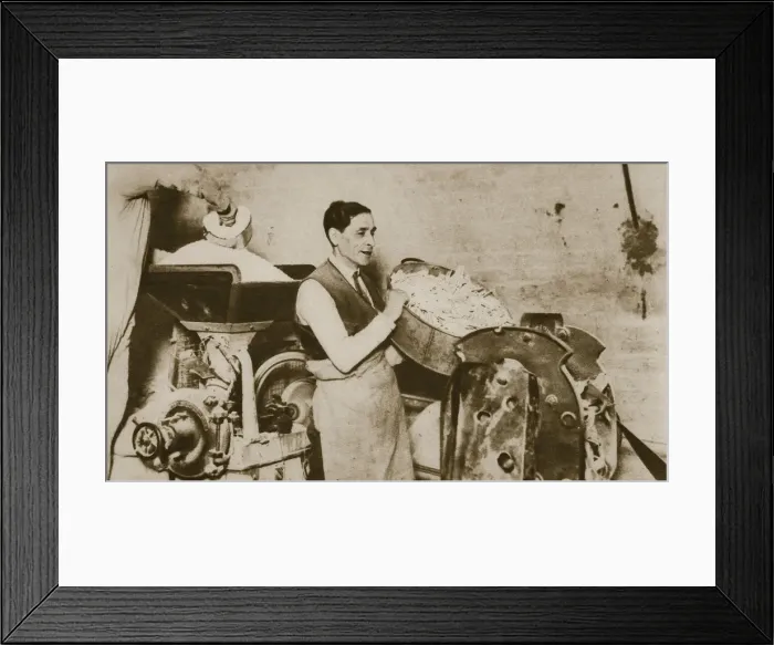 Framed Print : Jewish bakery preparing unleavened bread for Passover, 20th century Framed Print : Jewish bakery preparing unleavened bread for Passover, 20th century