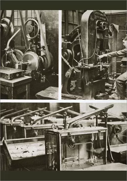 Money making; stamping and milling the disks and weighing the finished coins, 20th century