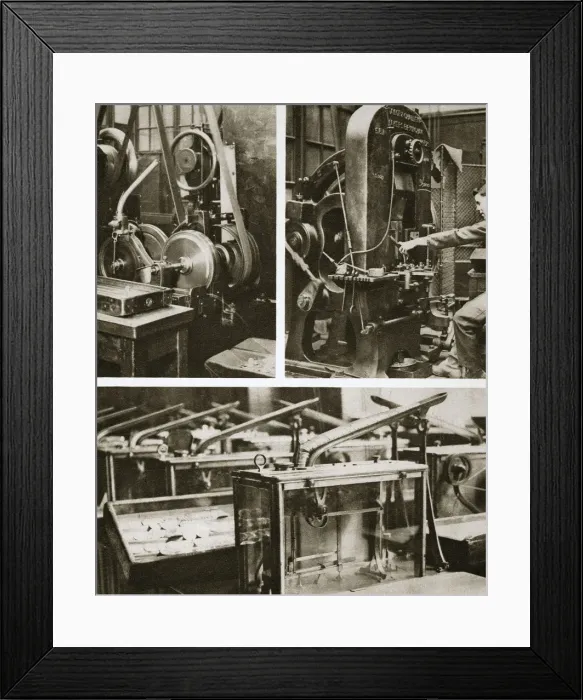 Framed Print : Money making; stamping and milling the disks and weighing the finished coins, 20th century Framed Print : Money making; stamping and milling the disks and weighing the finished coins, 20th century
