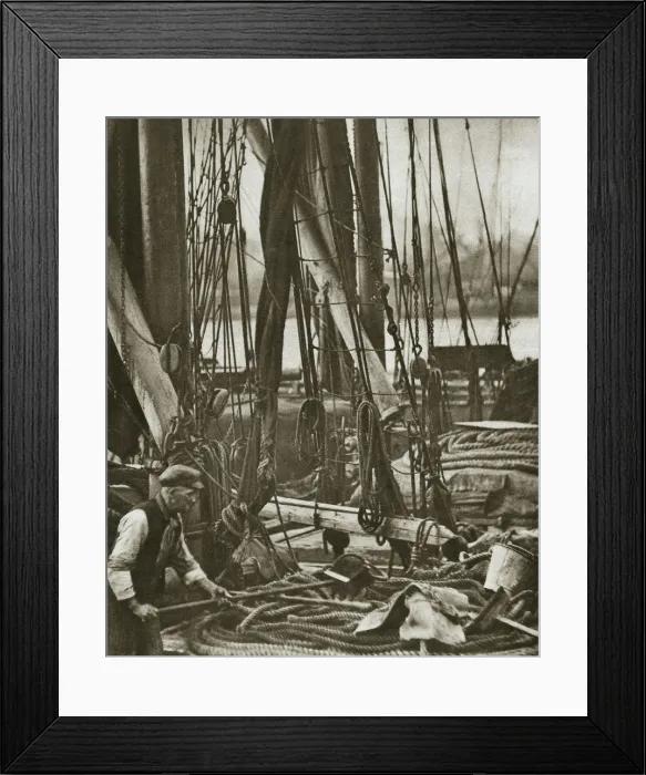 Framed Print : At the foot of the mast on a Thames Barge, London, 20th century Framed Print : At the foot of the mast on a Thames Barge, London, 20th century