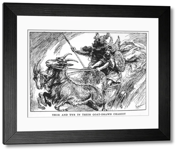 Framed Print : Thor and Tyr in their Goat-Drawn Chariot, 1925 Framed Print : Thor and Tyr in their Goat-Drawn Chariot, 1925