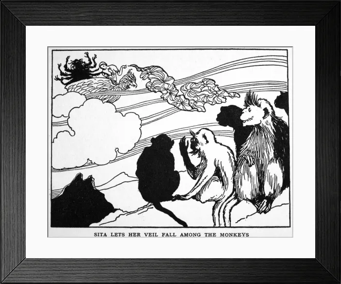 Framed Print : Sita Lets Her Veil Fall among the Monkeys, 1925 Framed Print : Sita Lets Her Veil Fall among the Monkeys, 1925