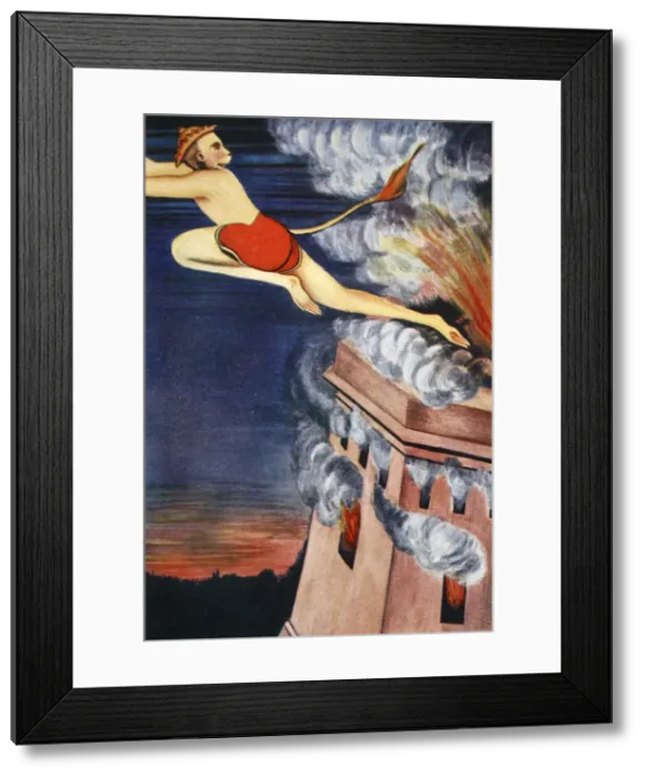 Framed Print : Burning of Lanka, 1913. Artist: K Venkatappa Framed Print : Burning of Lanka, 1913. Artist: K Venkatappa