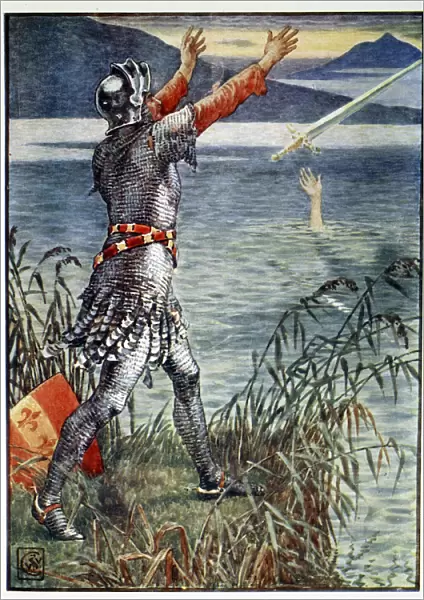 Sir Bedivere casts the sword Excalibur into the Lake, 1911
