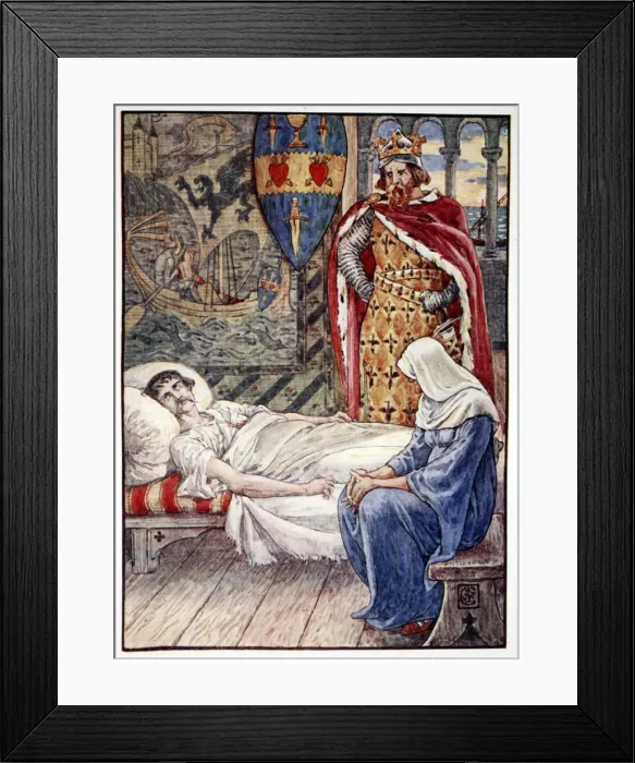 Framed Print : The Witch gives Advice as to Sir Tristrams Wound, 1911 Framed Print : The Witch gives Advice as to Sir Tristrams Wound, 1911