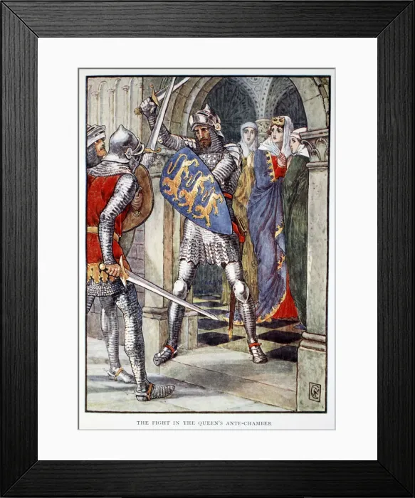 Framed Print : The Fight in the Queens Ante-Chamber, 1911 Framed Print : The Fight in the Queens Ante-Chamber, 1911