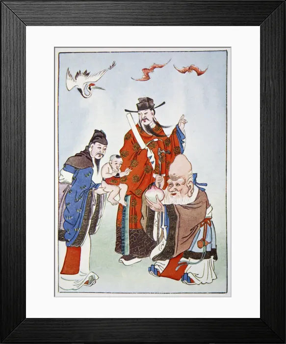 Framed Print : The Gods of Happiness, Office and Longevity, 1922 Framed Print : The Gods of Happiness, Office and Longevity, 1922