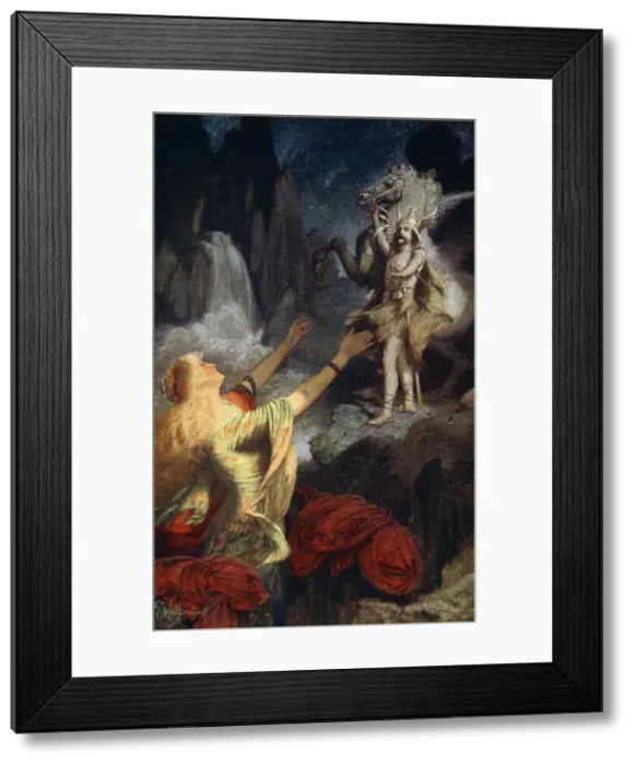 Framed Print : Helgi Hundingsbane returns to Valhalla, 1890. Artist: James Doyle Penrose Framed Print : Helgi Hundingsbane returns to Valhalla, 1890. Artist: James Doyle Penrose