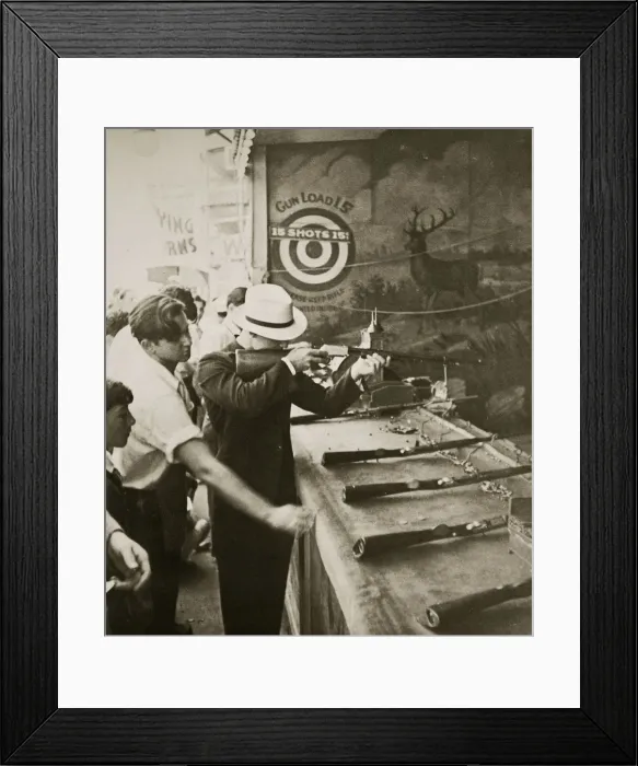 Framed Print : Shooting gallery at the amusement park, Coney Island, New York, USA, early 1930s Framed Print : Shooting gallery at the amusement park, Coney Island, New York, USA, early 1930s
