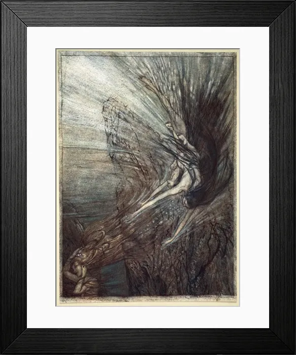 Framed Print : The frolic of the Rhine-Maidens, 1910. Artist: Arthur Rackham Framed Print : The frolic of the Rhine-Maidens, 1910. Artist: Arthur Rackham