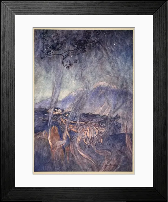 Framed Print : The sleep of Brunnhilde, 1910. Artist: Arthur Rackham Framed Print : The sleep of Brunnhilde, 1910. Artist: Arthur Rackham