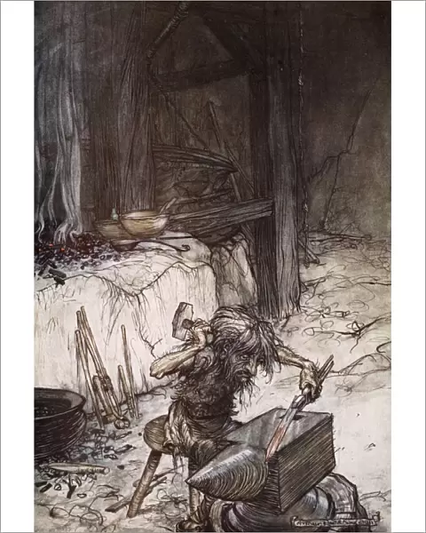 Mime at the anvil, 1924. Artist: Arthur Rackham