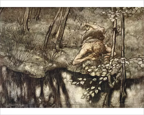 Siegfried sees himself in the stream, 1924. Artist: Arthur Rackham