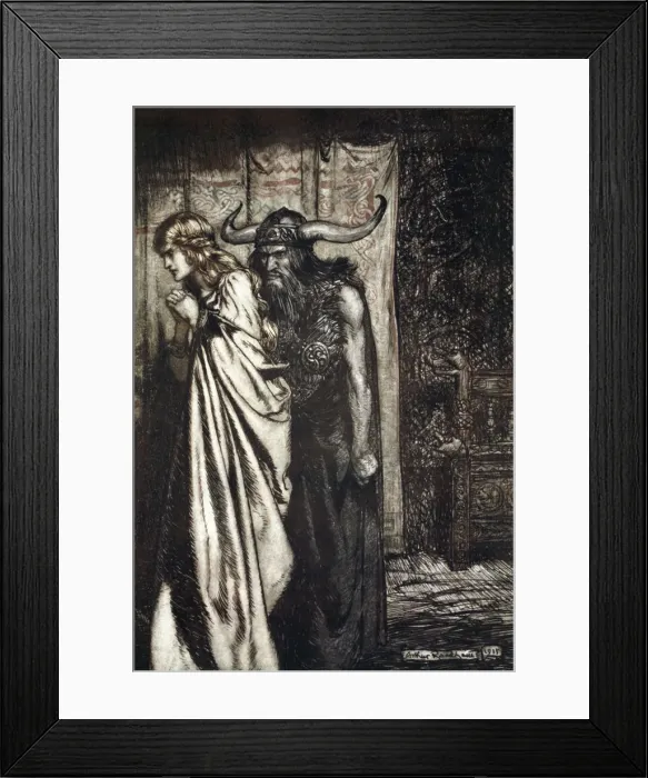 Framed Print : O wife betrayed I will avenge they trust deceived!, 1924. Artist: Arthur Rackham Framed Print : O wife betrayed I will avenge they trust deceived!, 1924. Artist: Arthur Rackham