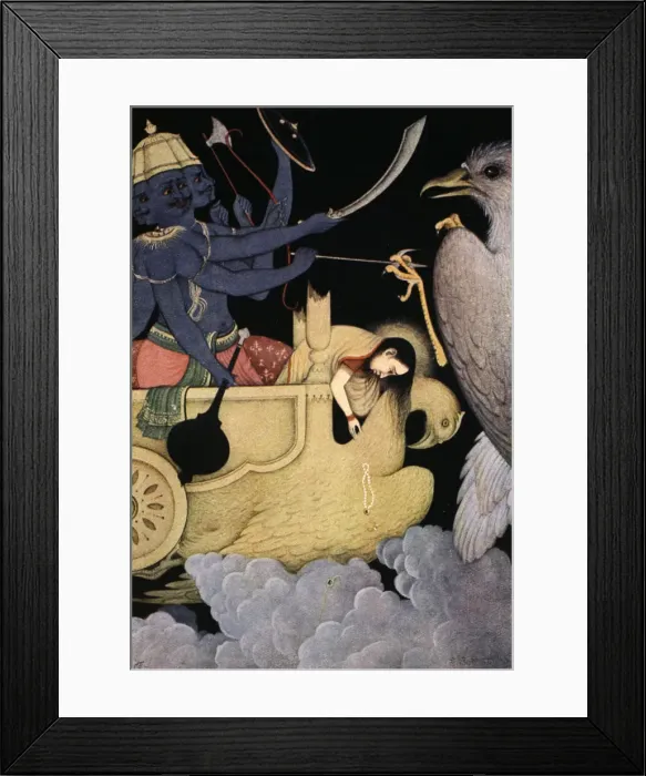 Framed Print : Ravana fighting with Jatayu, 1913. Artist: K Venkatappa Framed Print : Ravana fighting with Jatayu, 1913. Artist: K Venkatappa