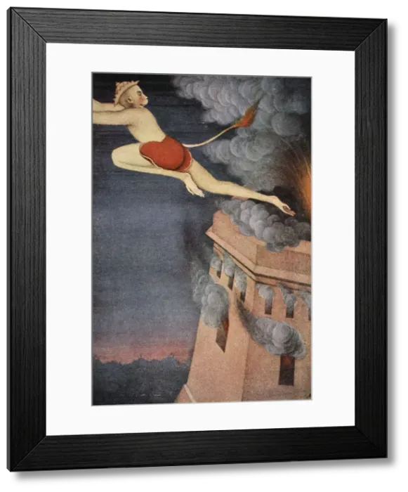 Framed Print : Burning of Lanka, 1913. Artist: K Venkatappa Framed Print : Burning of Lanka, 1913. Artist: K Venkatappa