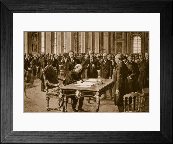 Framed Print : Britains Prime Minister signing the Treaty of Peace with Germany in the Hall of Framed Print : Britains Prime Minister signing the Treaty of Peace with Germany in the Hall of