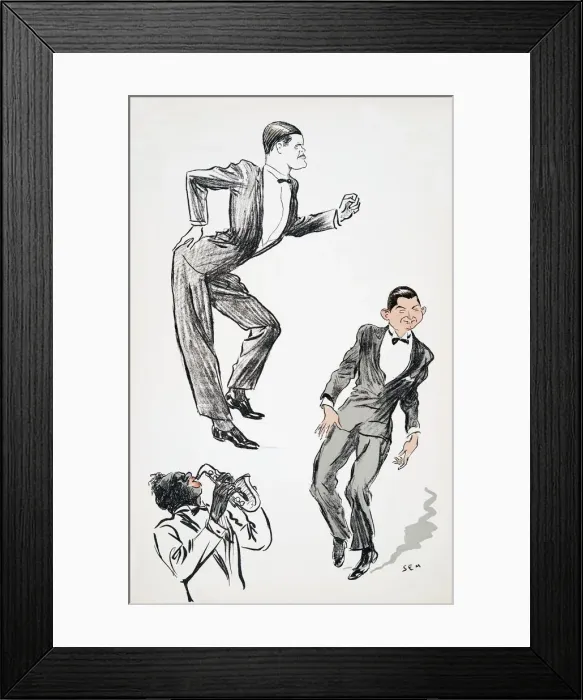 Framed Print : Two men in black tie dance to a musician on the saxophone, from White Bottoms pub Framed Print : Two men in black tie dance to a musician on the saxophone, from White Bottoms pub