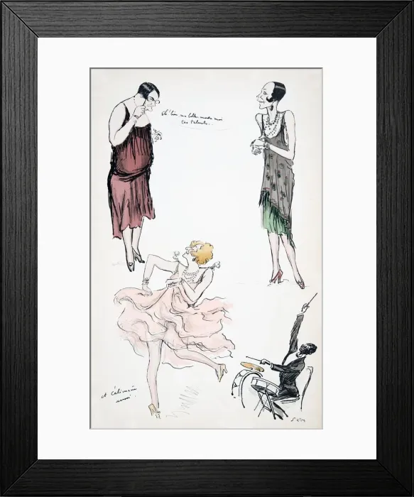 Framed Print : Two transvestites in discussion while a further dances to a musician on the drums Framed Print : Two transvestites in discussion while a further dances to a musician on the drums